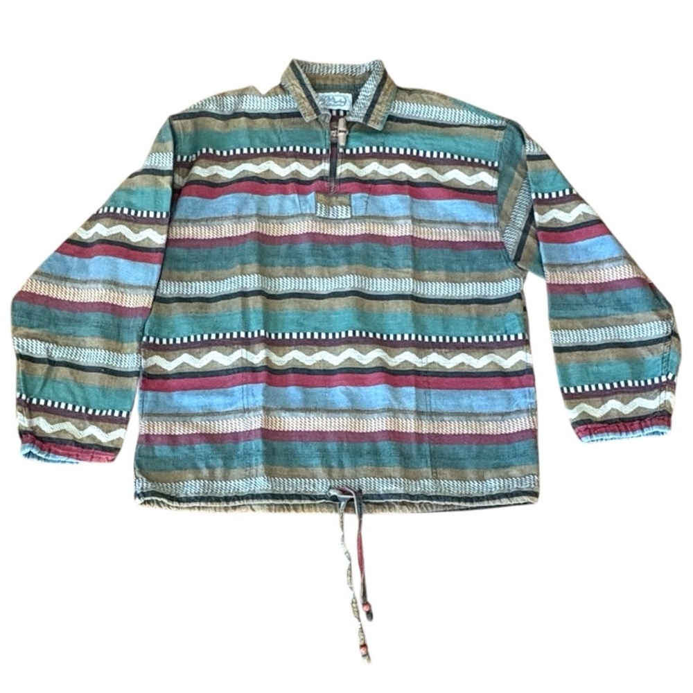 Angelique Women’s Woven Aztec Multi Color One Size Pullover Shirt V Neck